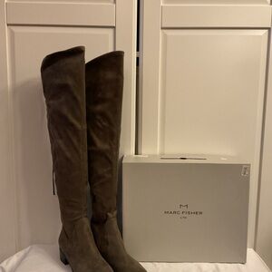 Marc Fisher Taupe Suede Over-the-Knee Boots
